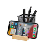 Manish Metal Mesh Pen Holder – Practical Bamboo Base Desk Organiser
