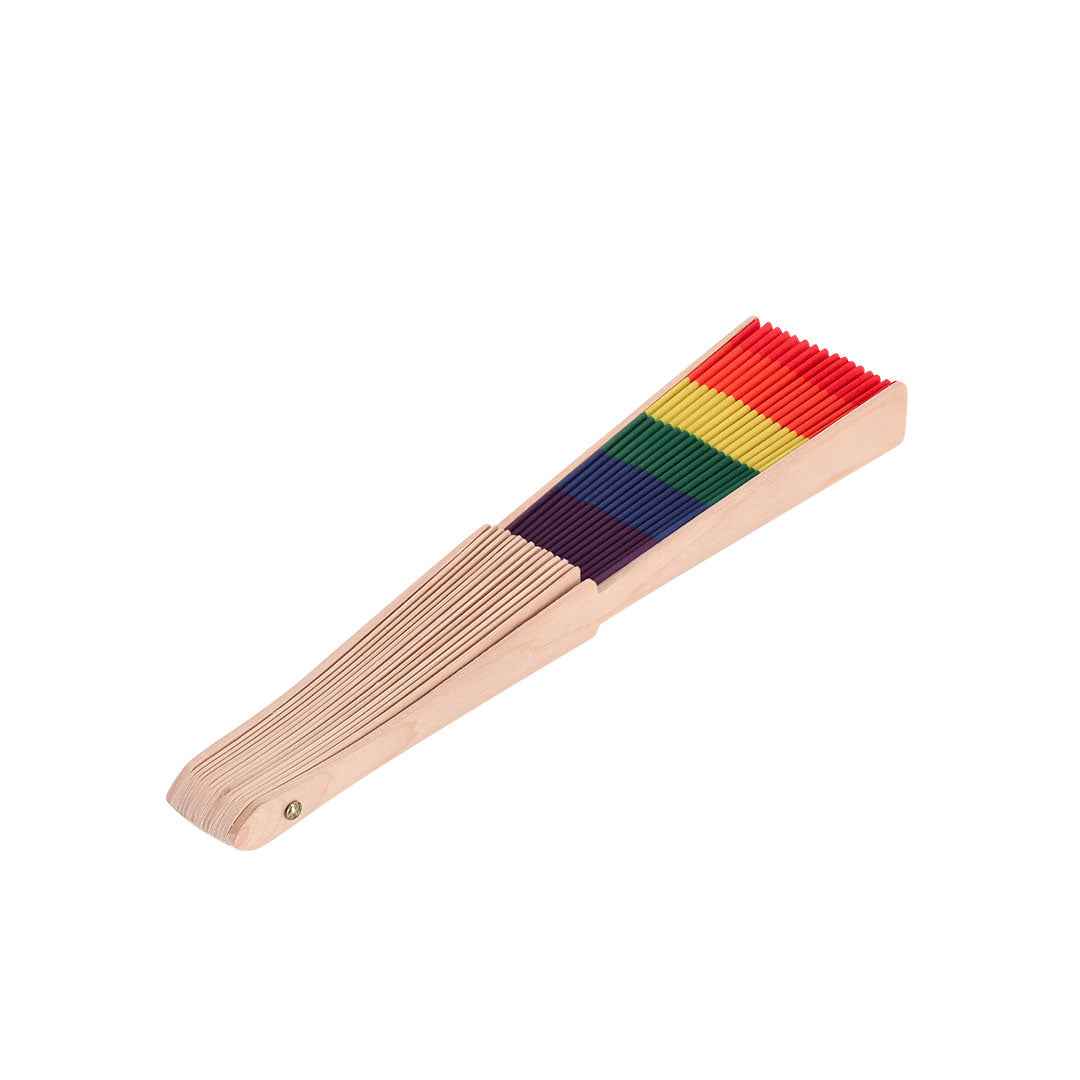 Prokip Rainbow Fan – Natural Wood and Multicolour Fabric Fans