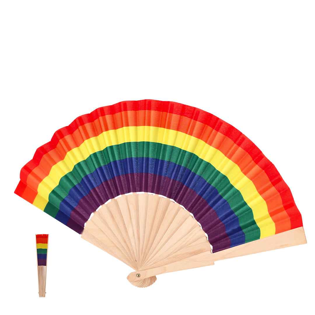 Prokip Rainbow Fan – Natural Wood and Multicolour Fabric Fans