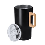 Zaran Thermal Mug – Recycled Stainless Steel Double Wall Mug with Wooden Handle