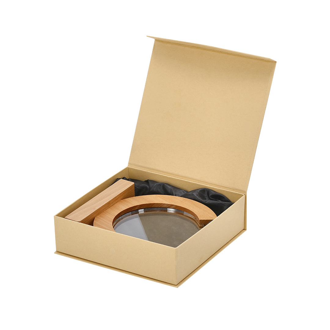 Xiflex Trophy Plate – Elegant Glass Award with Wooden Base
