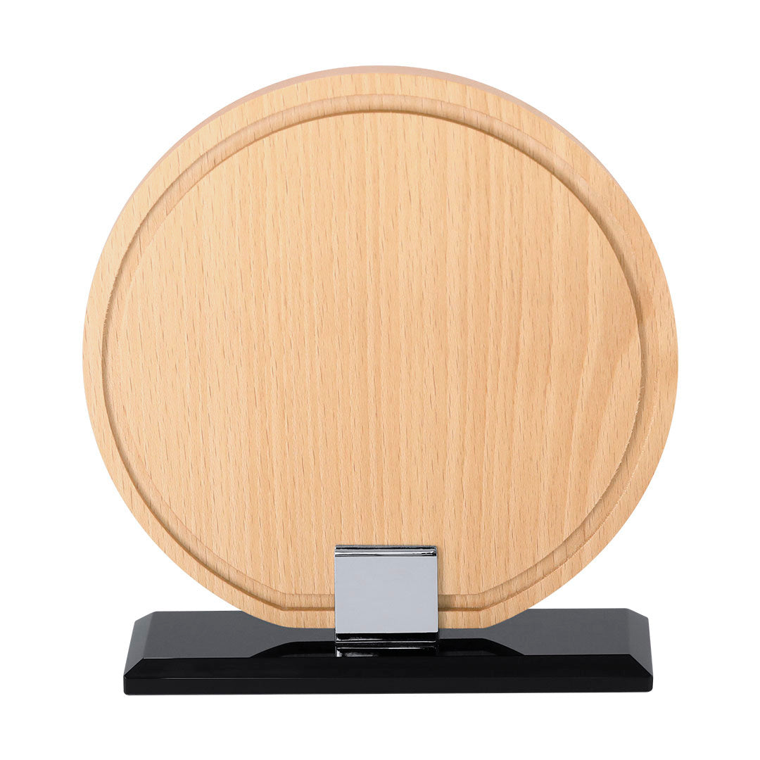 Vererol Trophy Plaque – Elegant Wooden Award with Glass Base