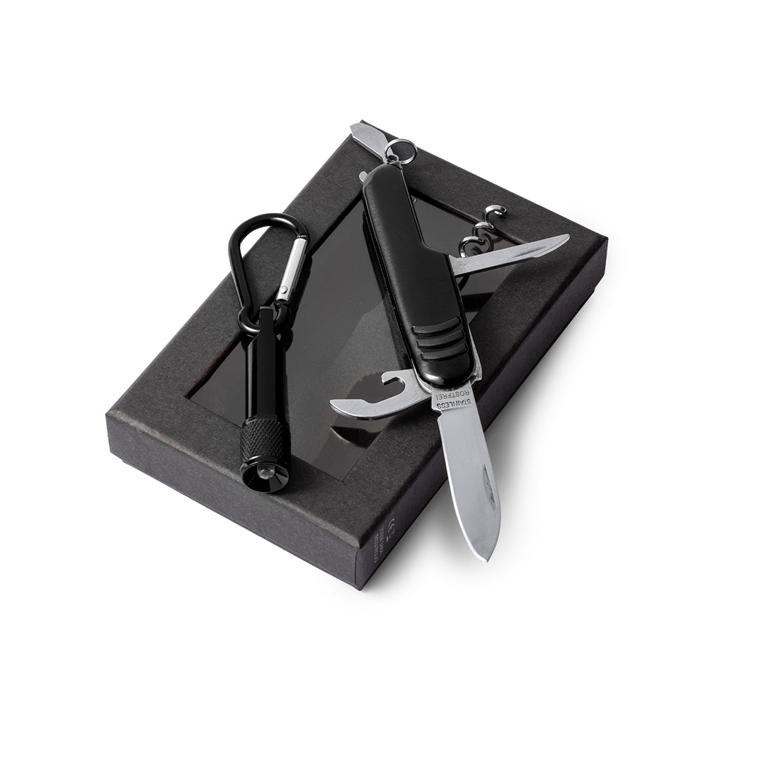 Sufli Multi-Tool – Versatile Aluminium Knife with 7 Functions and Carabiner Flashlight