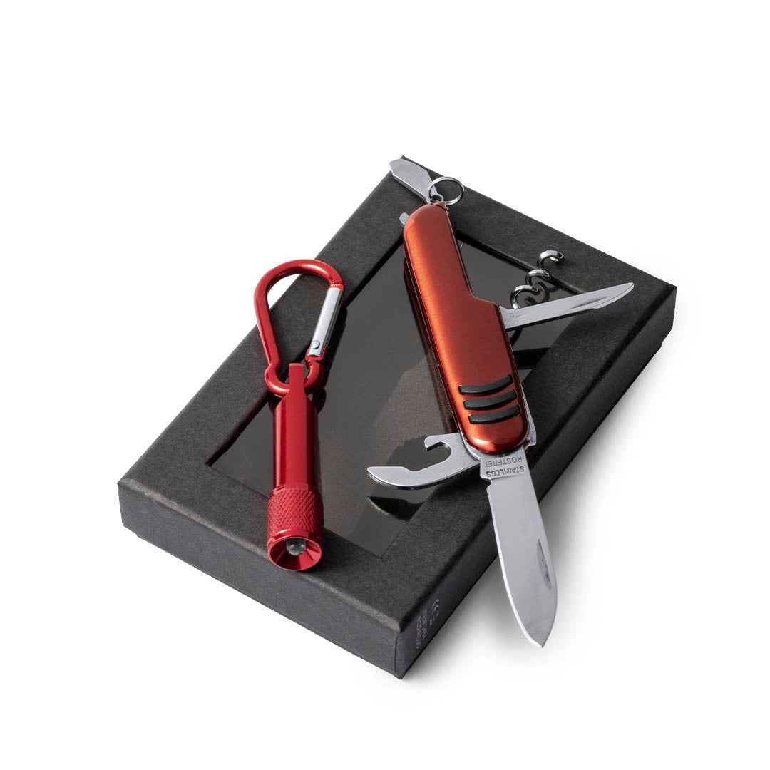 Sufli Multi-Tool – Versatile Aluminium Knife with 7 Functions and Carabiner Flashlight