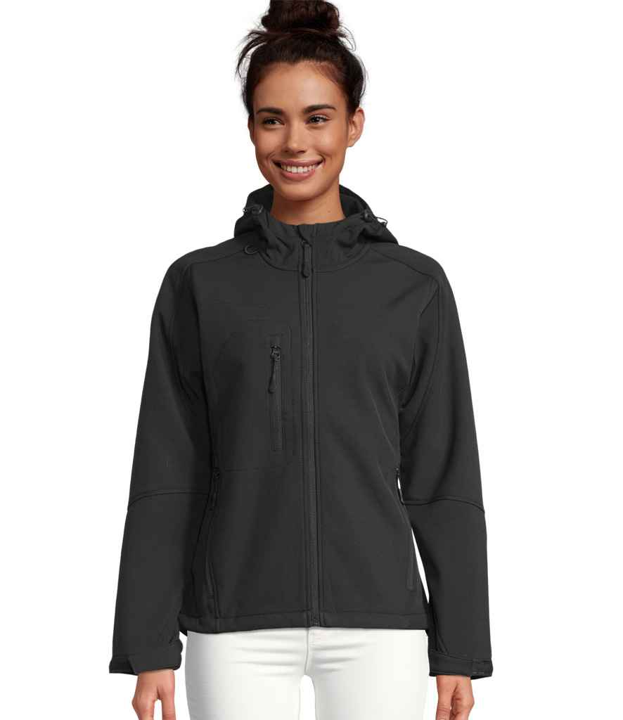 SOL'S Ladies Replay Hooded Soft Shell Jacket - Durable and Stylish Outerwear