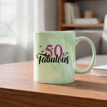 50 & Fabulous marble mug in green