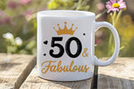 50 & Fabulous standard mug in white