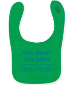 50% Mammy 50% Daddy 100% Perfect – Larkwood Baby/Toddler Bib in Kelly Green with Teal vinyl