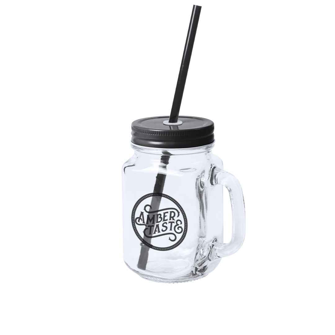 Heisond Glass Jar - Multi-Purpose 500ml Glass Jar with Cover and Straw