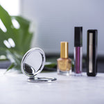 Plumiax Folding Mirror – Elegant White PU Leather Compact Mirror