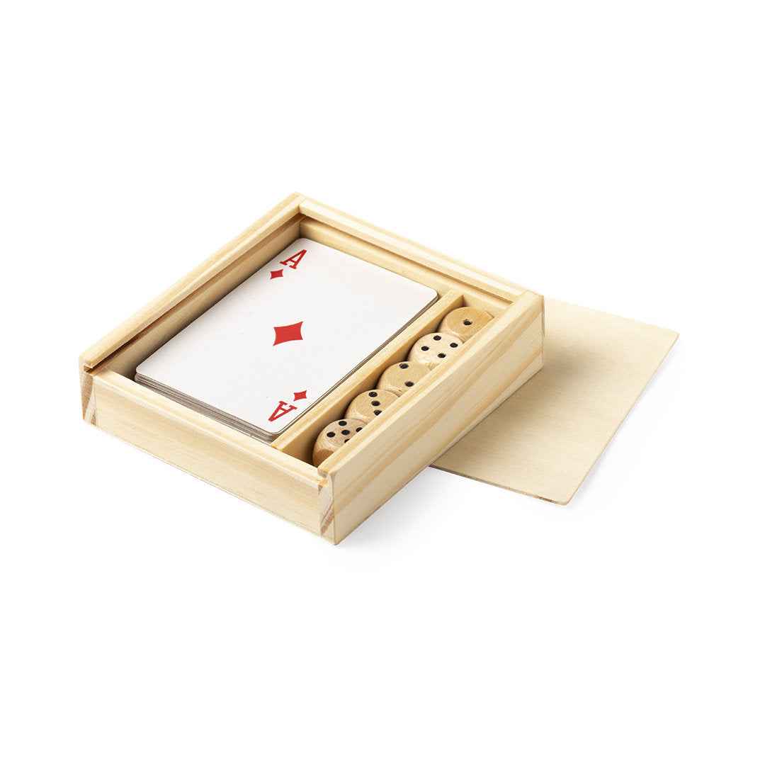 Pelkat Board Games – Classic French Cards and Wooden Dice Set in Wooden Case
