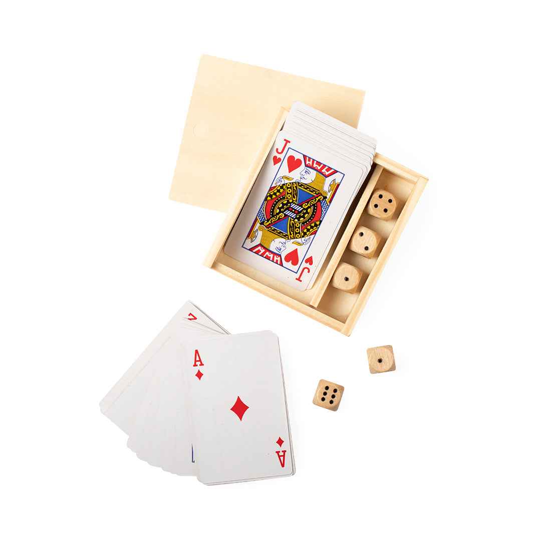 Pelkat Board Games – Classic French Cards and Wooden Dice Set in Wooden Case