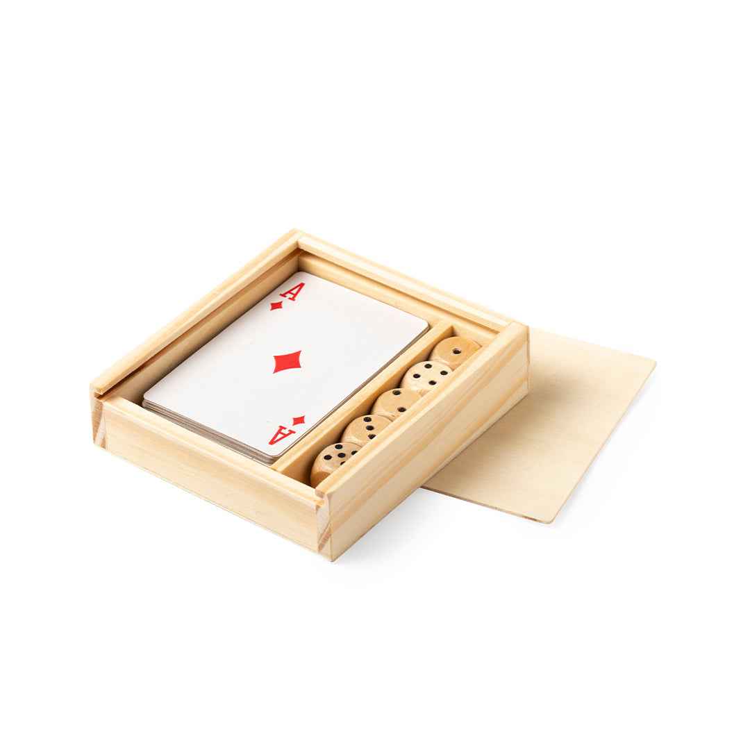 Pelkat Board Games – Classic French Cards and Wooden Dice Set in Wooden Case