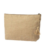 Lindak Beauty Bag – Durable Jute Nature Line with Zipper Closure