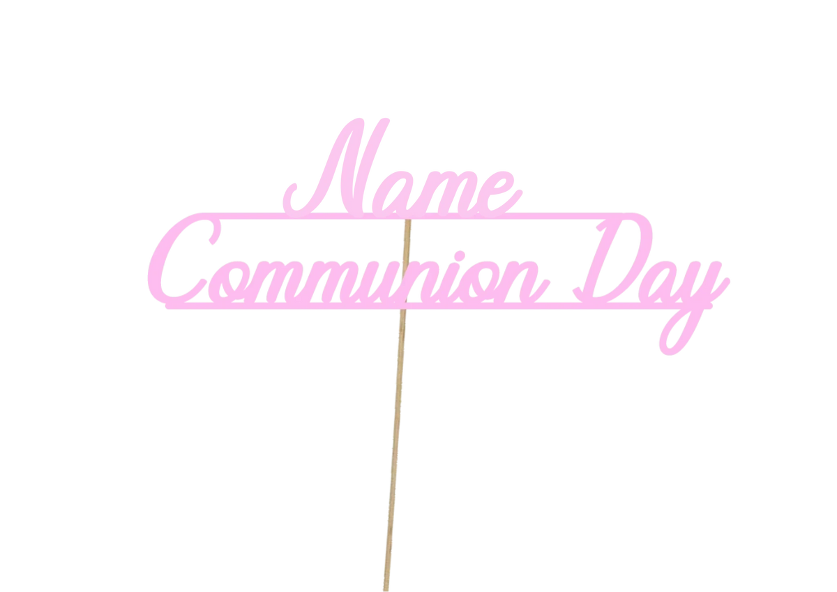 Personalised Communion Cake Topper Pink
