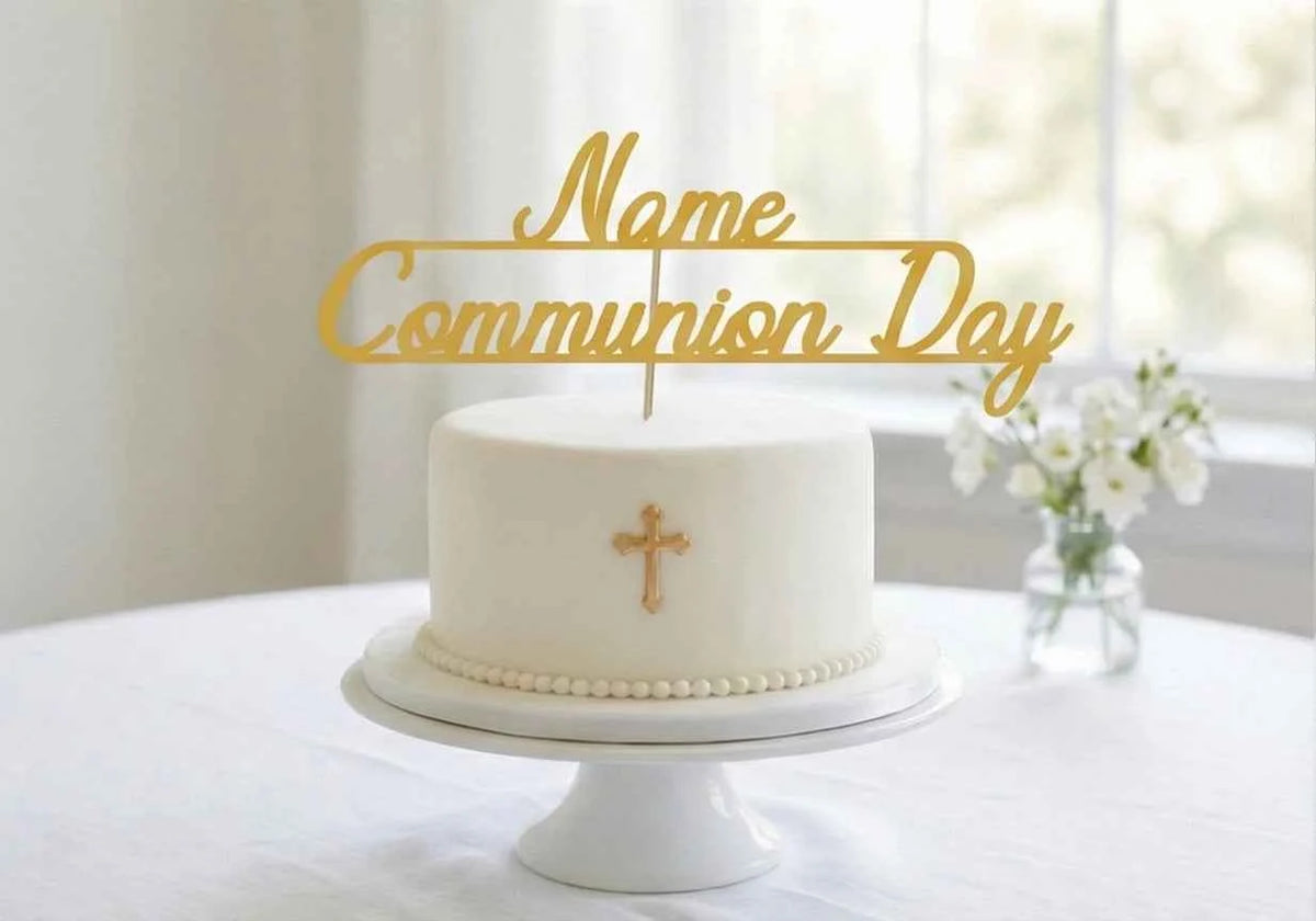 Personalised Communion Cake Topper Gold