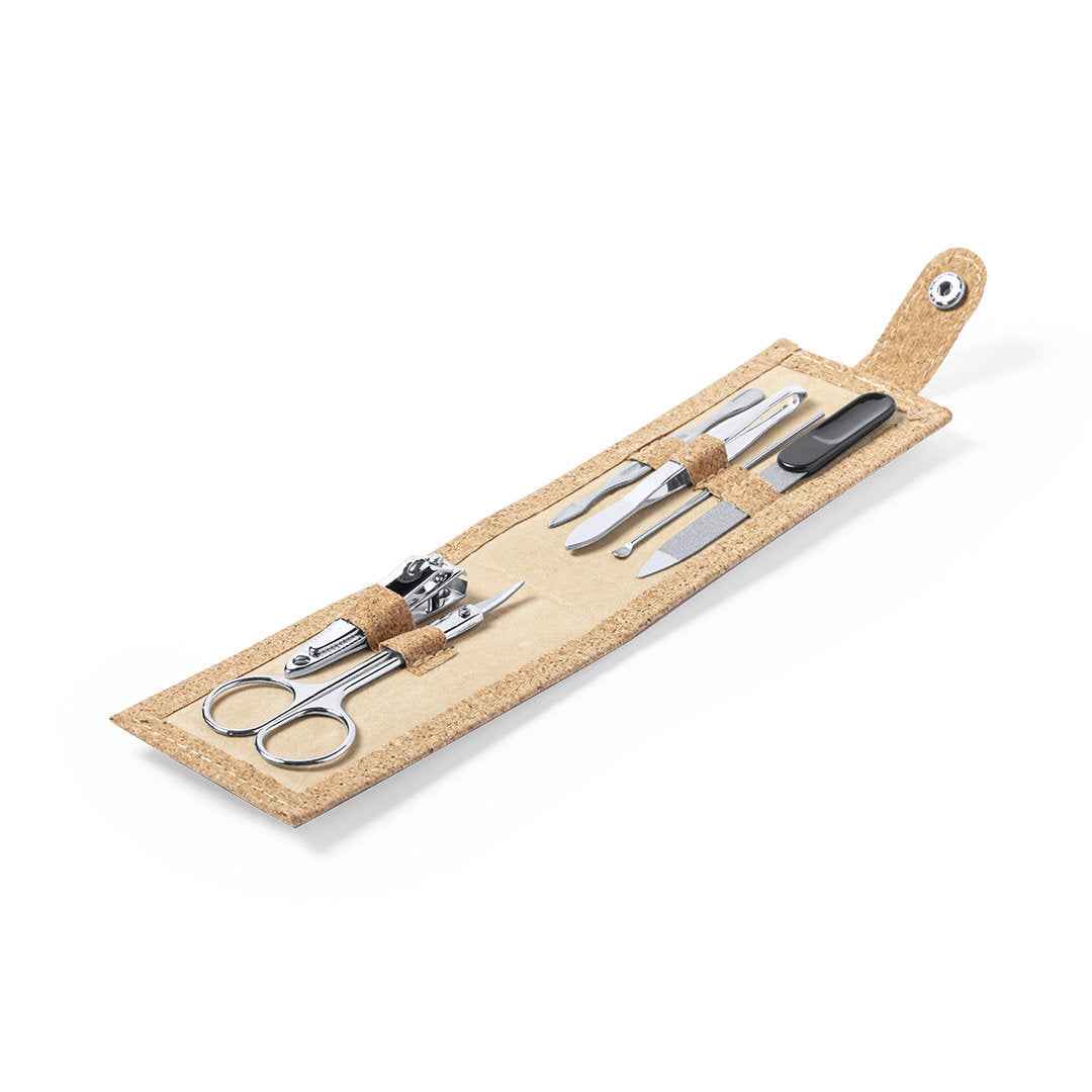 Treisy Manicure Set - Natural Cork Case with Stainless Steel Tools