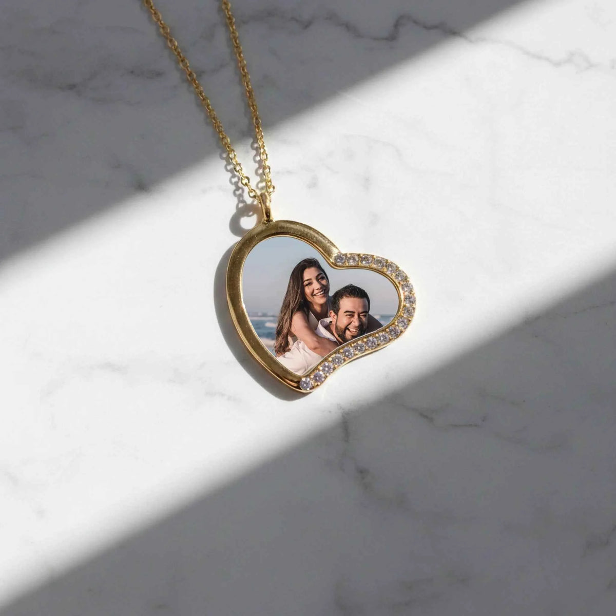 Custom Heart Necklace With Stones On One Side