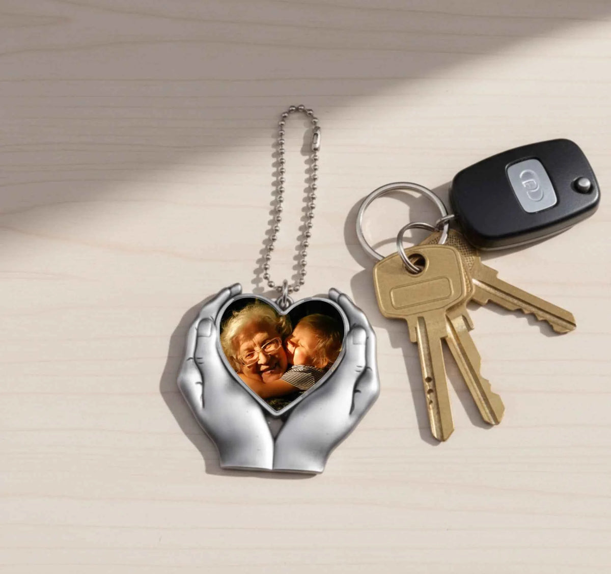 Custom Heart in Hands Keyring