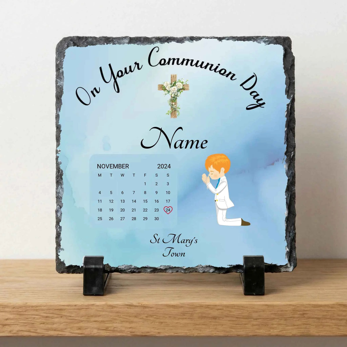On Your Communion Day Boys Square Slate