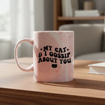 My Cat And I Gossip About You - Marble Mug - Fou Tees