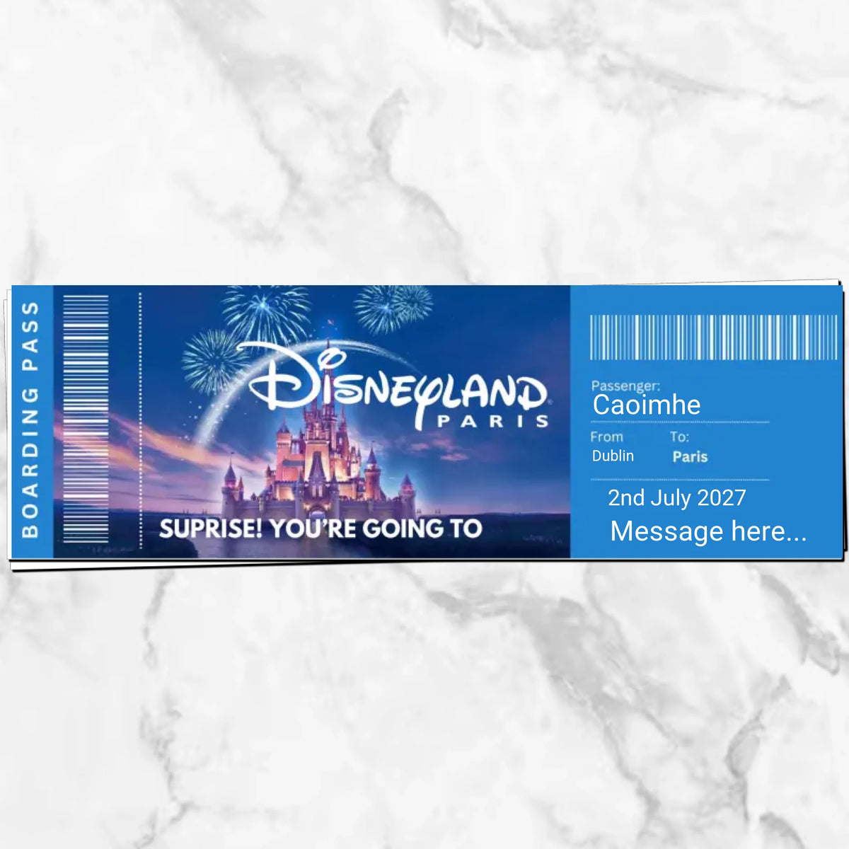 ticket on marble