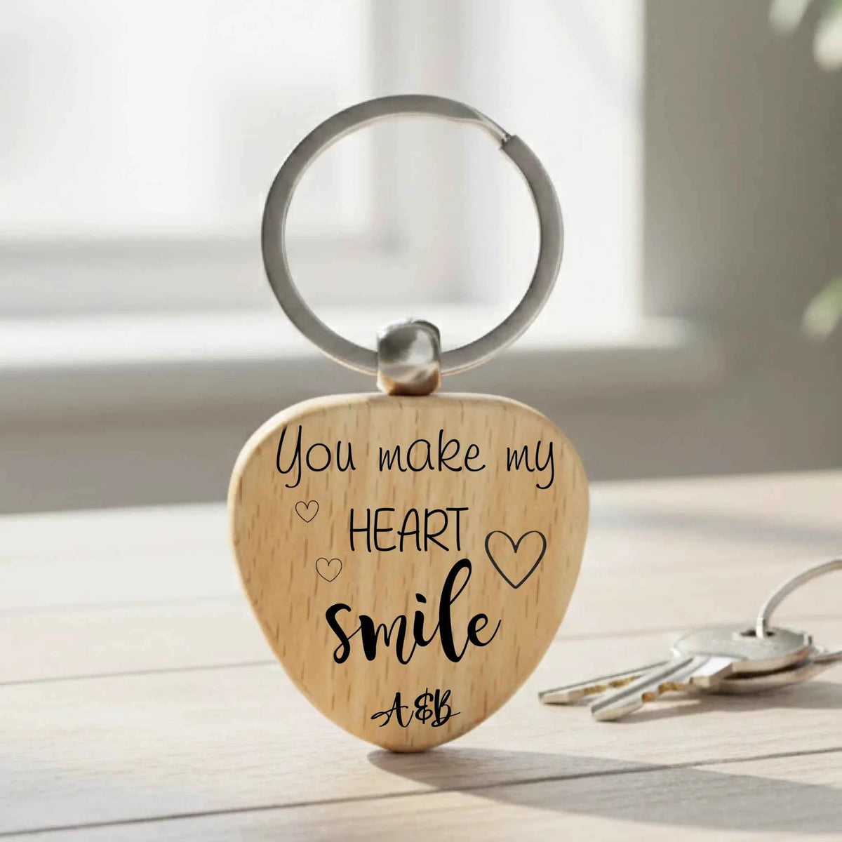Custom You Make My Heart Smile Heart Keyring - The Perfect Meaningful Gift