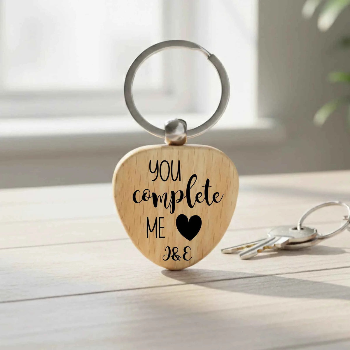 Custom You Complete Me - Heart Keyring