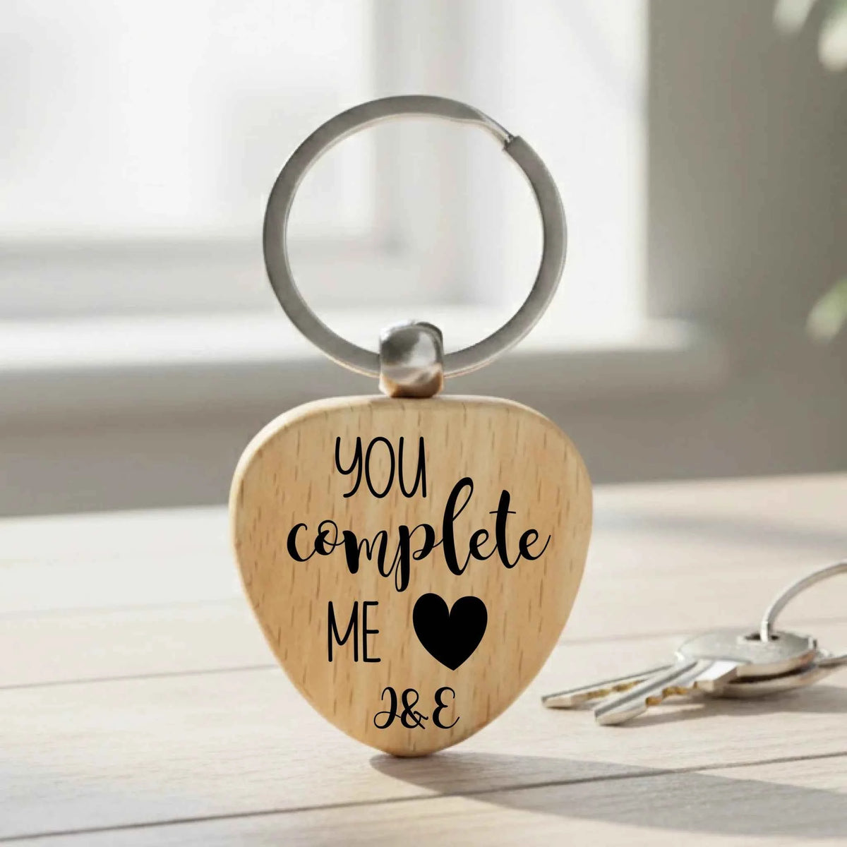 Custom You Complete Me - Heart Keyring