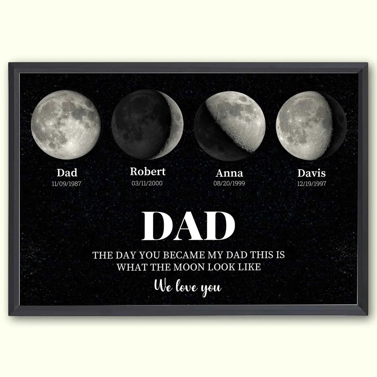 Moon Phases Dad Frame - The Day You Became My Dad A4 Frame