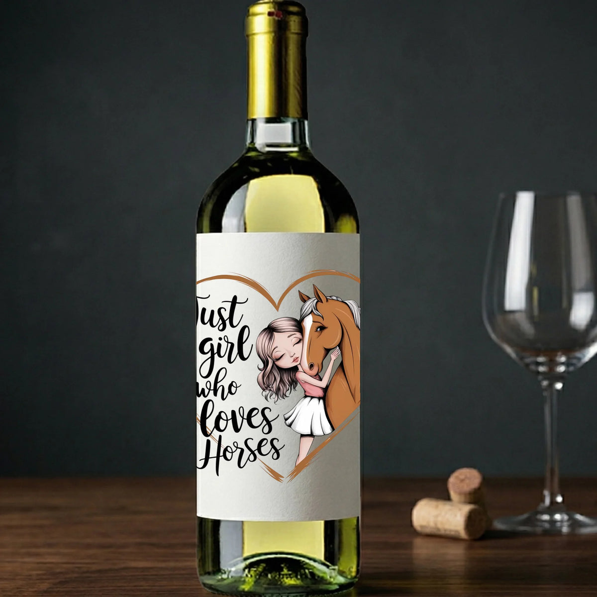 Just A Girl Who Loves Horses- Wine Label