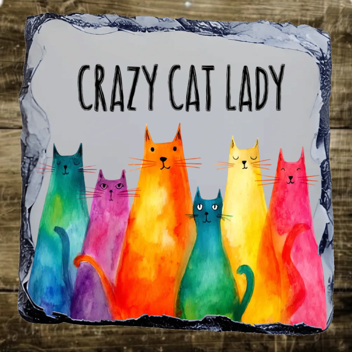 Crazy Cat Lady - Slate Coaster by Fou Tees Ireland