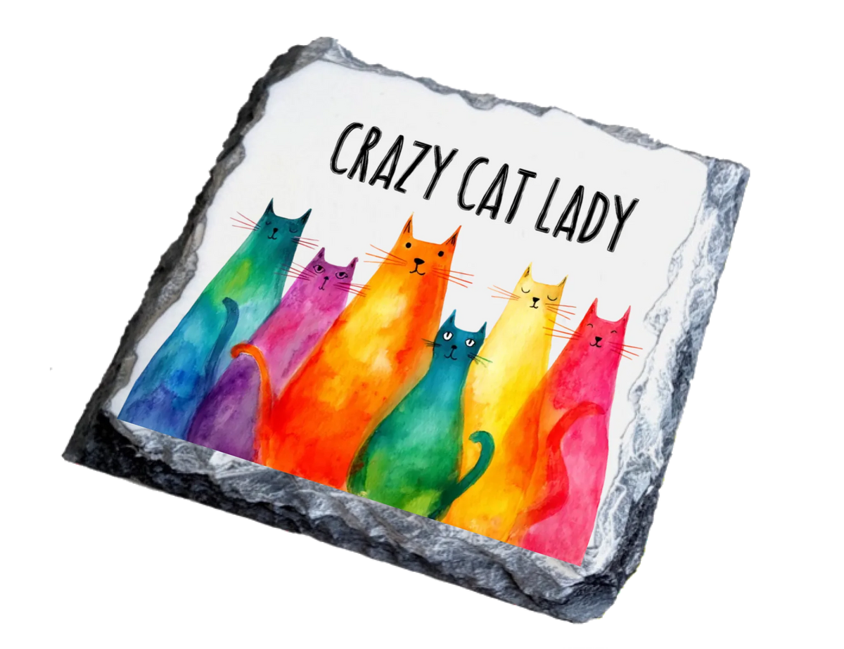 Crazy Cat Lady - Slate Coaster by Fou Tees Ireland