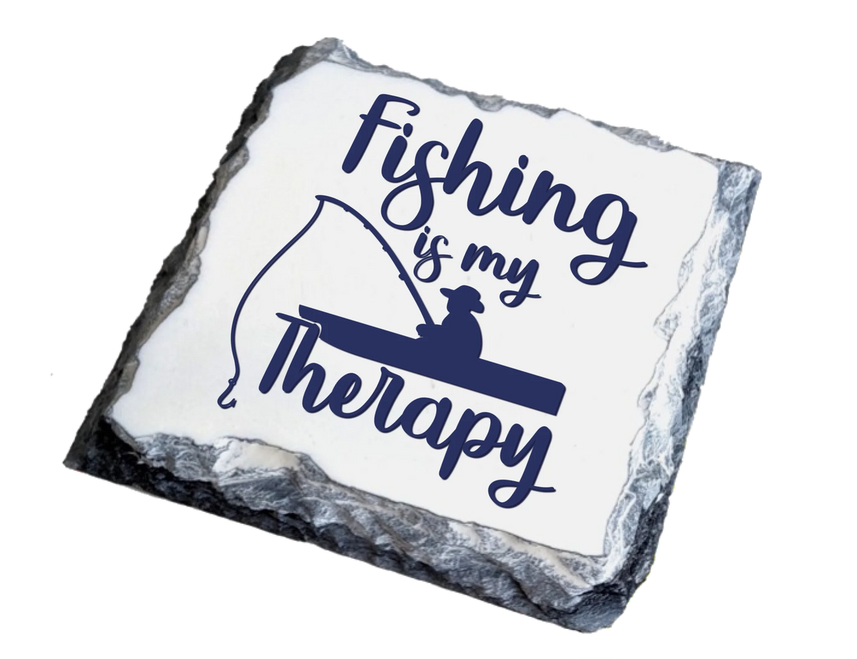 Fishing Is My Therapy - Slate Coaster by Fou Tees Ireland