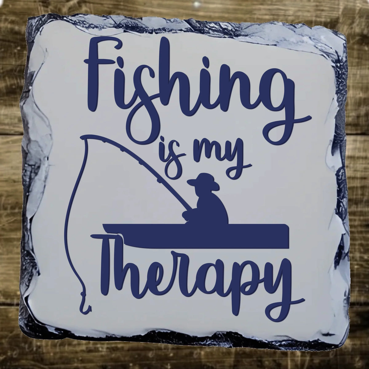 Fishing Is My Therapy - Slate Coaster by Fou Tees Ireland