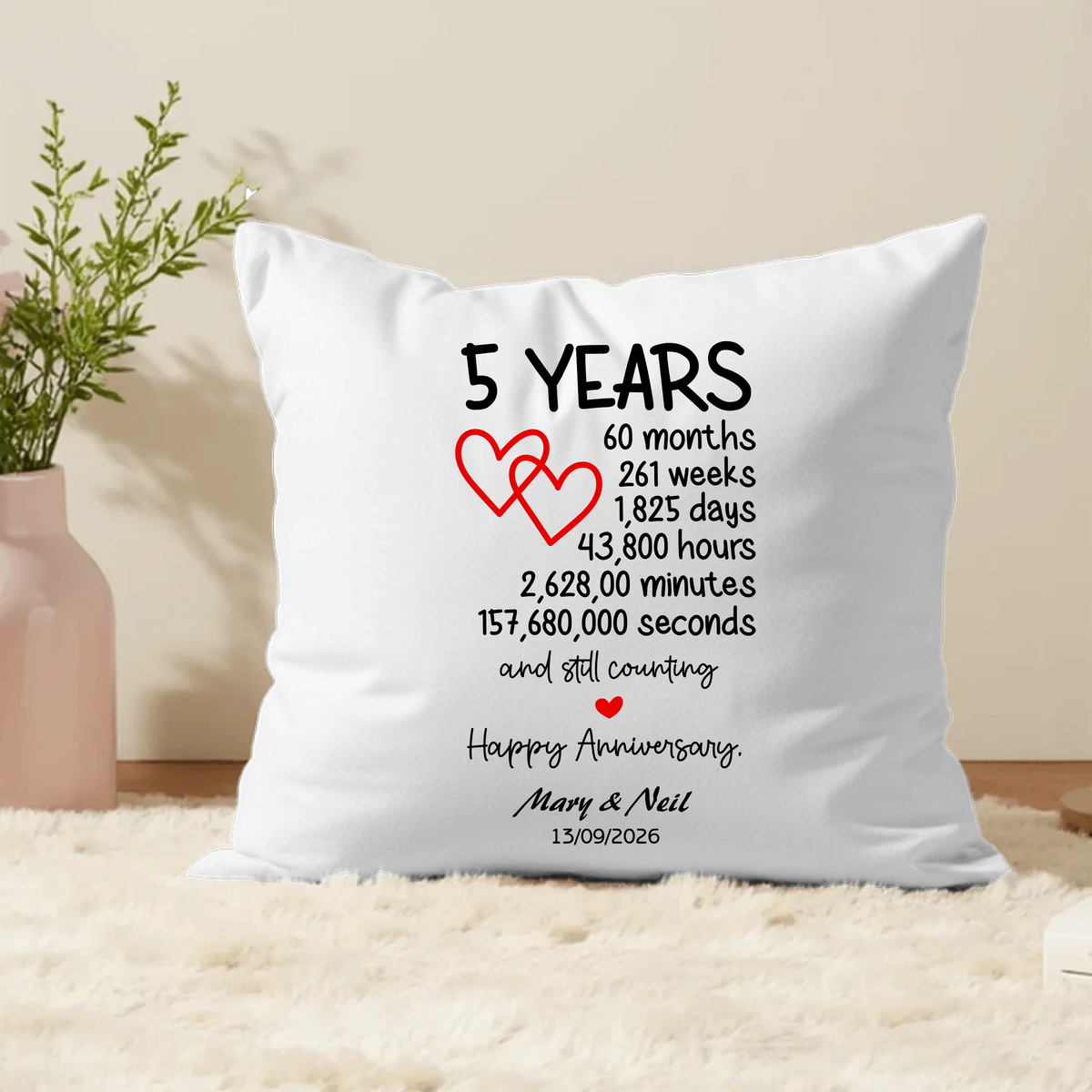 5 Year Anniversary Cushion – Comfortable and Memorable Gift from Fou Tees Ireland