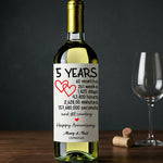 5 Year Anniversary Wine Label – Elegant Gift for Special Occasions