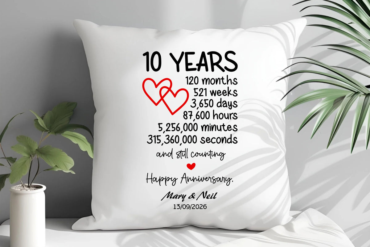10 Year Anniversary Cushion – A Thoughtful Keepsake from Fou Tees Ireland