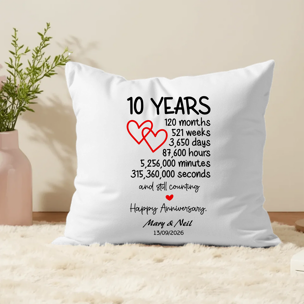 10 Year Anniversary Cushion – A Thoughtful Keepsake from Fou Tees Ireland