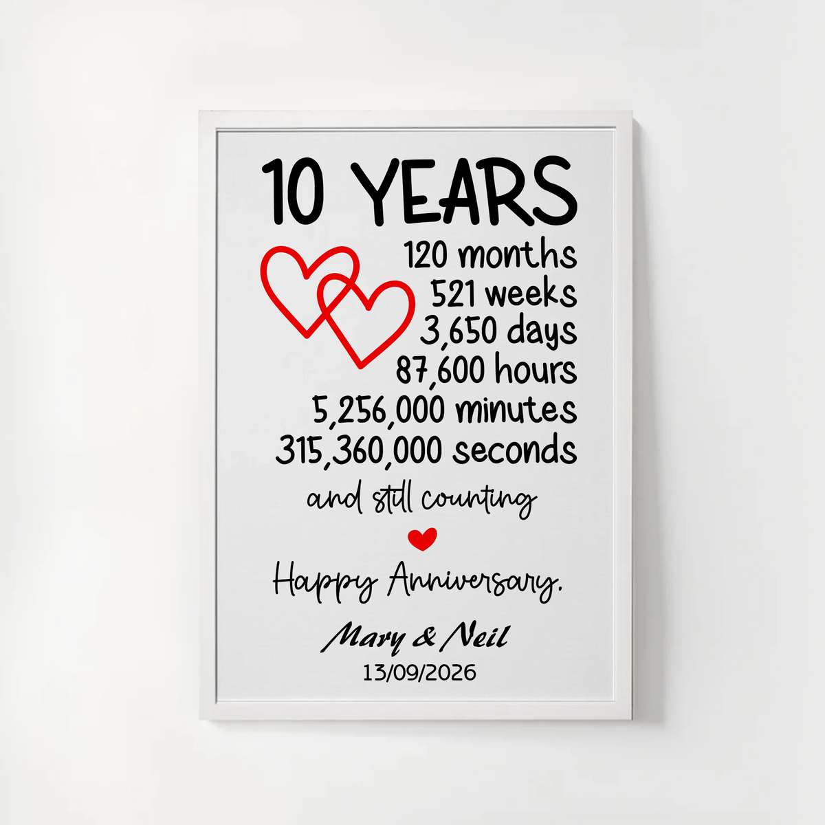 10 Year Anniversary framed design - 10 Year Anniversary - Framed Design