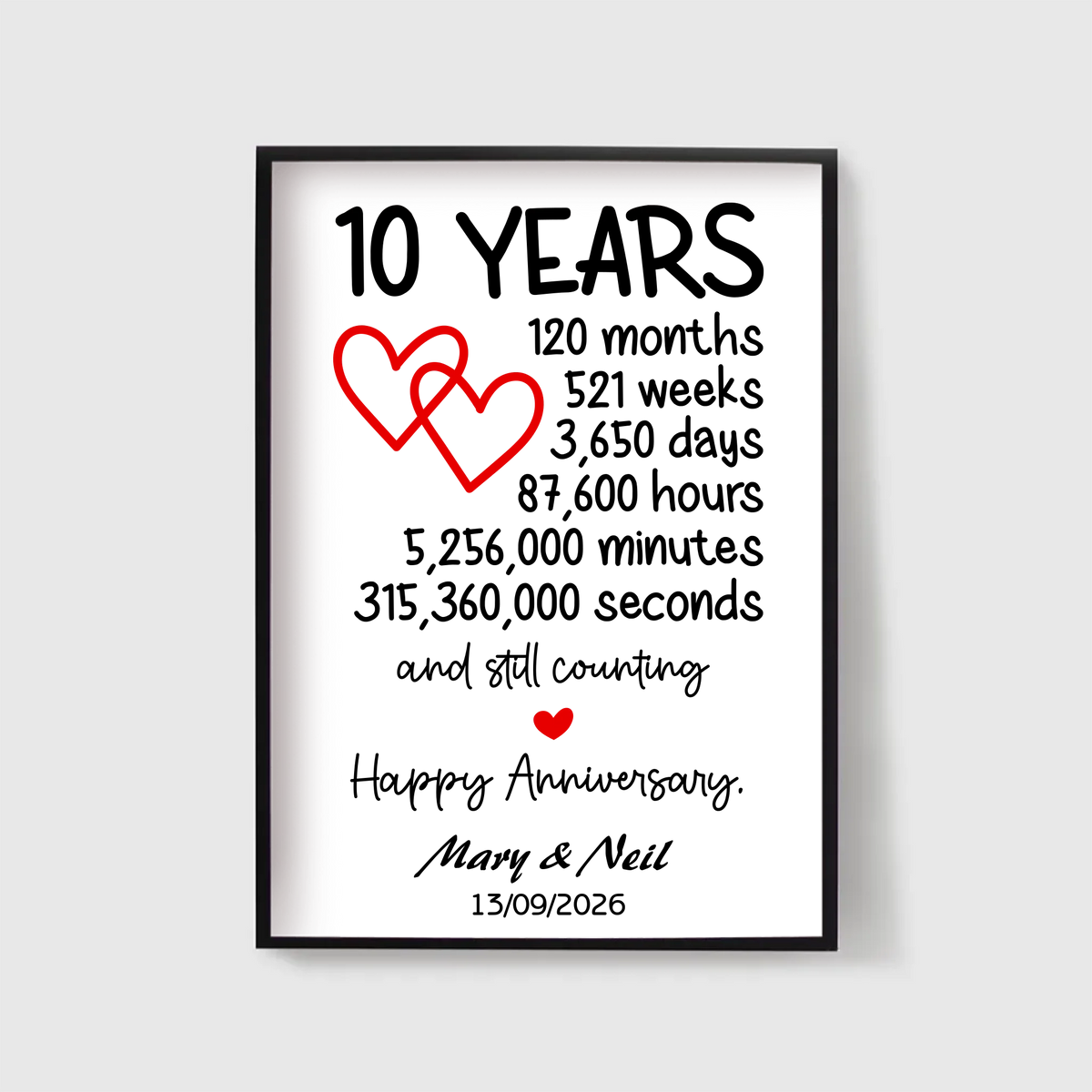 10 Year Anniversary framed design - 10 Year Anniversary - Framed Design