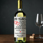 20 Year Anniversary Wine Label – High-Quality Decorative Bottle Sticker