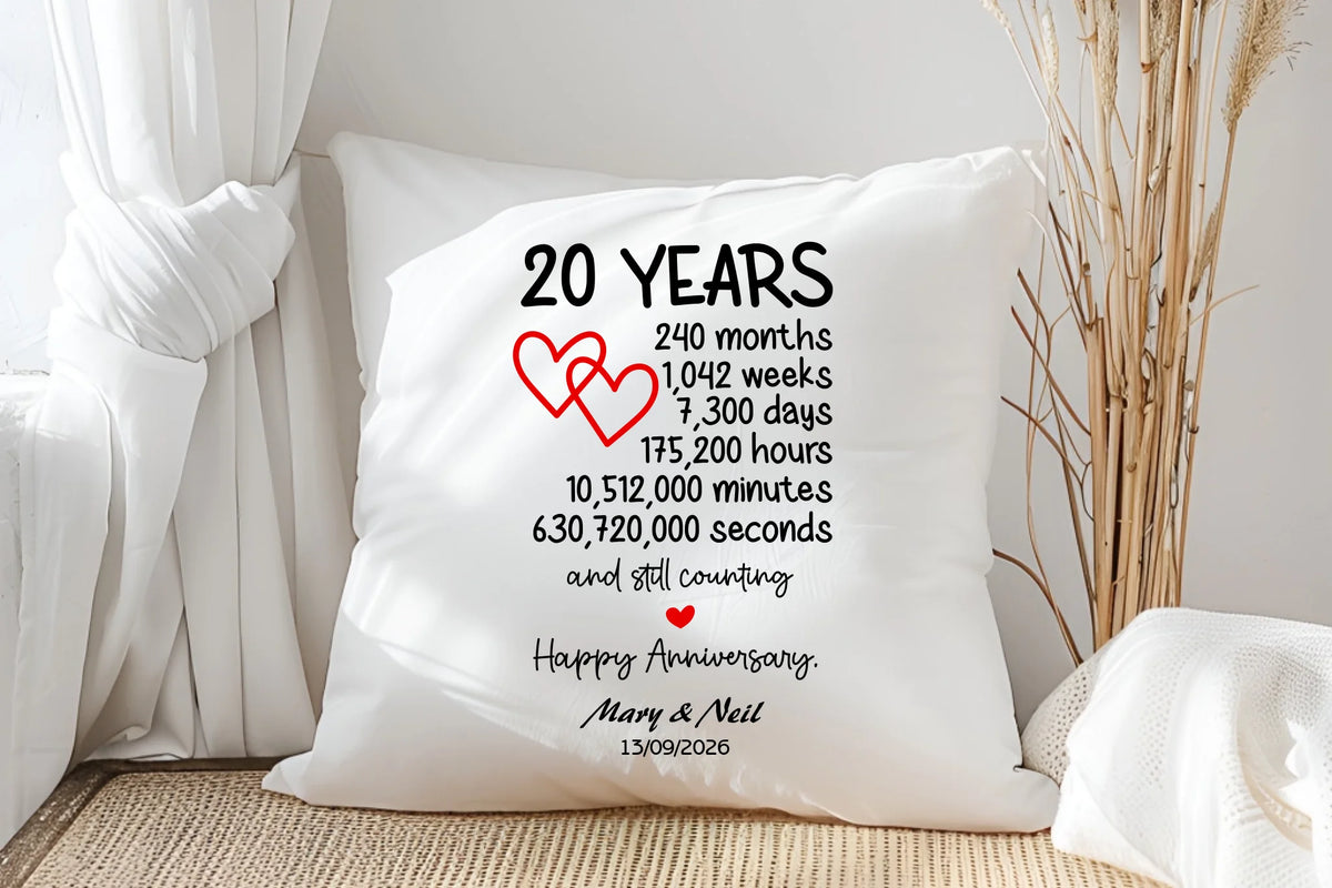 20 Year Anniversary Cushion – A Timeless Keepsake from Fou Tees Ireland