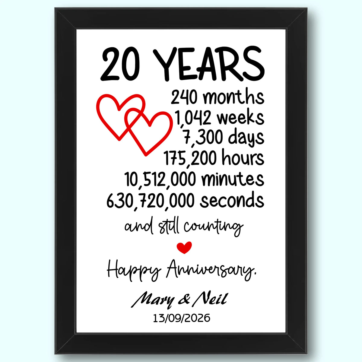 20 Year Anniversary framed design - 20 Year Anniversary - Framed Design