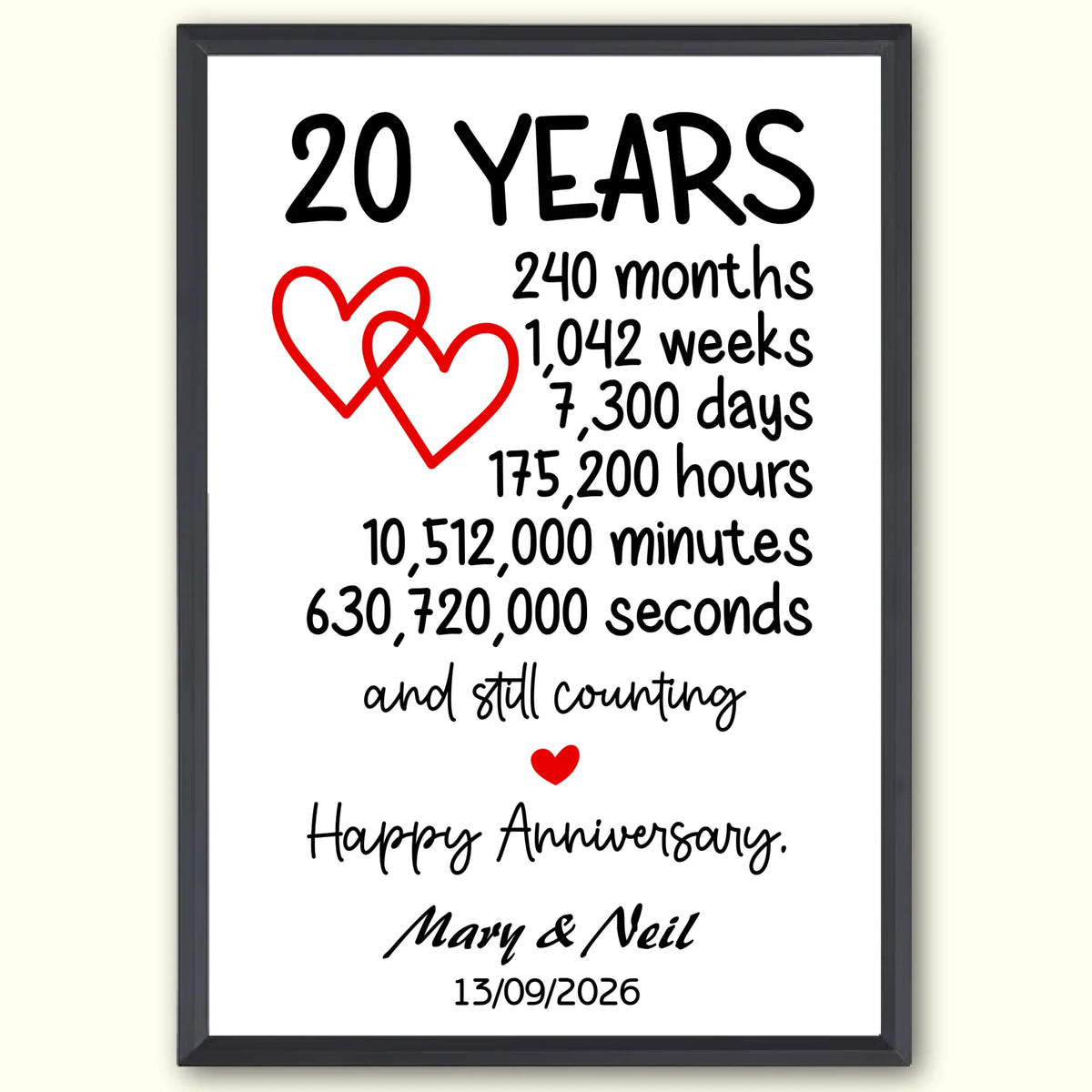 20 Year Anniversary framed design - 20 Year Anniversary - Framed Design