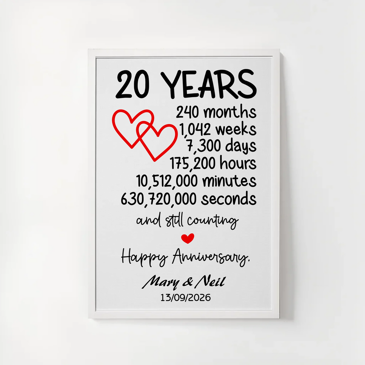 20 Year Anniversary framed design - 20 Year Anniversary - Framed Design