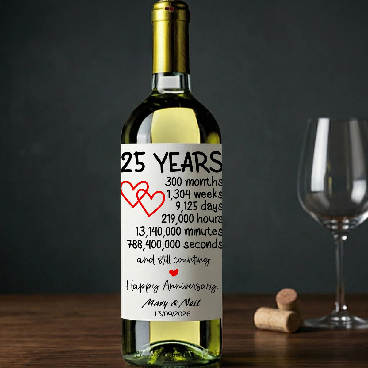 25 Year Anniversary Wine Label – High-Quality Decorative Stickers by Fou Tees