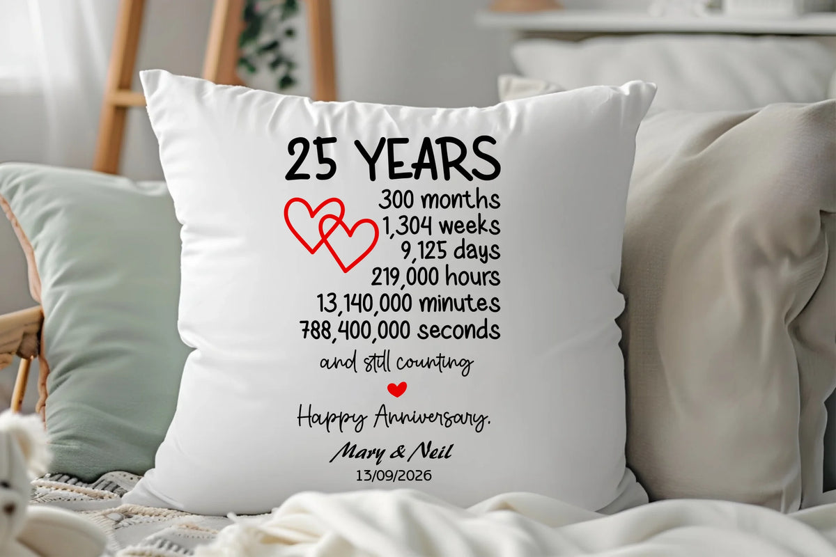 25 Year Anniversary Cushion – A Thoughtful Keepsake from Fou Tees