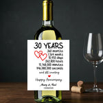 30 Year Anniversary Wine Label - Unique Gift from Fou Tees Ireland