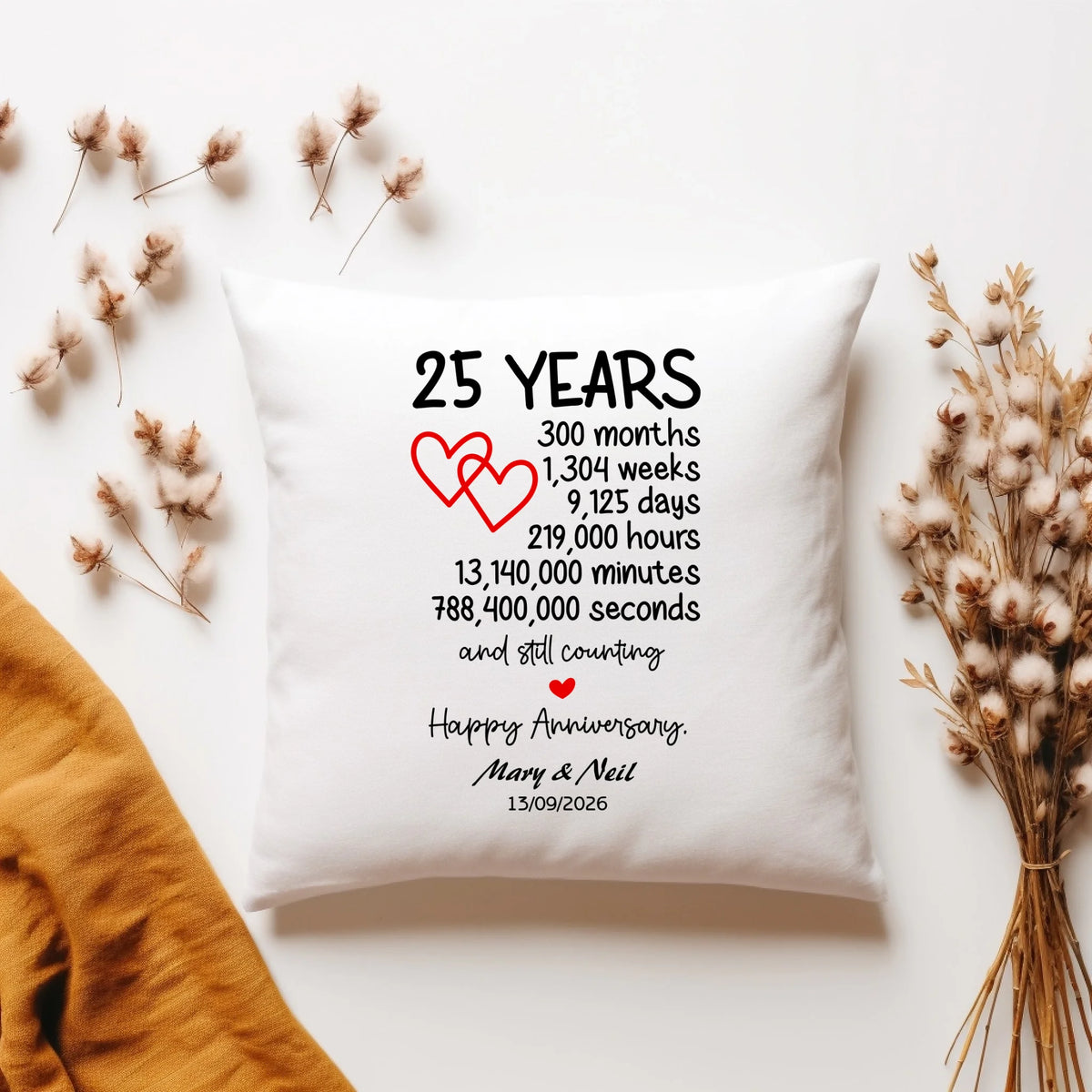 25 Year Anniversary Cushion – A Thoughtful Keepsake from Fou Tees